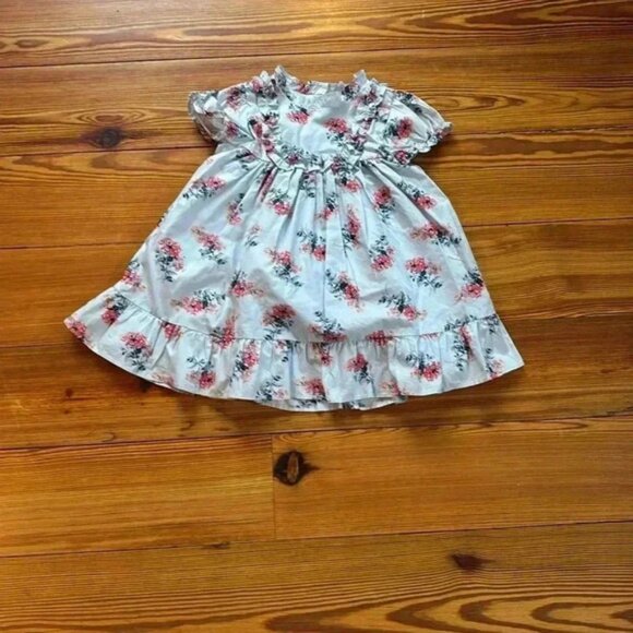 Janie And Jack Light Blue Dress With Pink And Blue Flowers Size 12 - 18 M - Picture 8 of 8